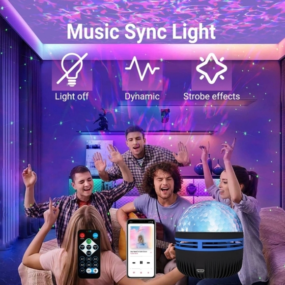 LED Starry Projection Light - 7 Color Patterns with Remote Control & USB - Picture 6 of 8